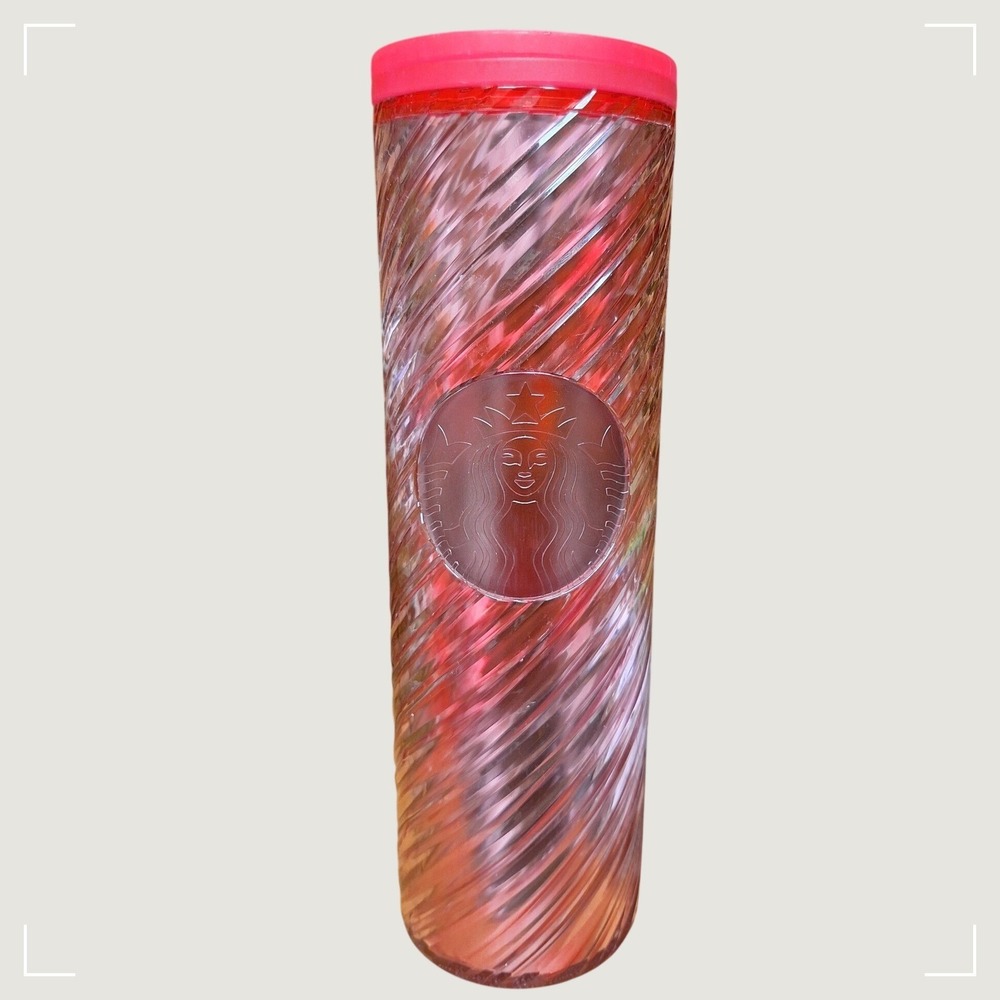 Starbucks 2022 Holiday Red Translucent Swirl Acrylic 16oz Tumbler Lid - Picture 2 of 6